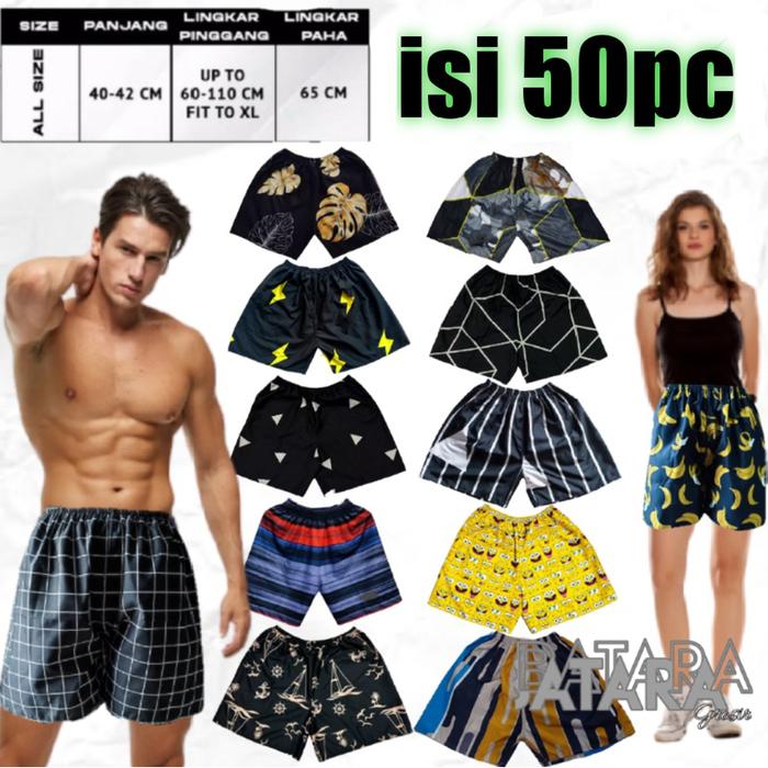 50Pc Grosir Boxer Jumbo Celana Pendek Kolor Pria Wanita Batara Kresna Konveksi Klaten (Best Quality)