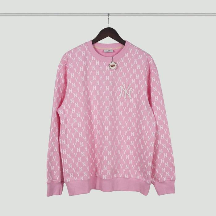 Crewneck Sweater Mlb Monogram Pink Ny Logo (Best Quality)