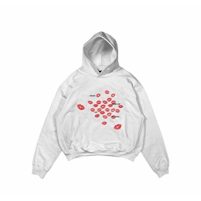 Satisfaction Hoodie Boxy 330Gsm Kiss You White (Best Quality)
