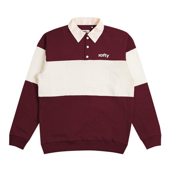 Xofty Sweater Rugby Regular Fit Pria Dan Wanita Salvia Maroon (Best Quality)