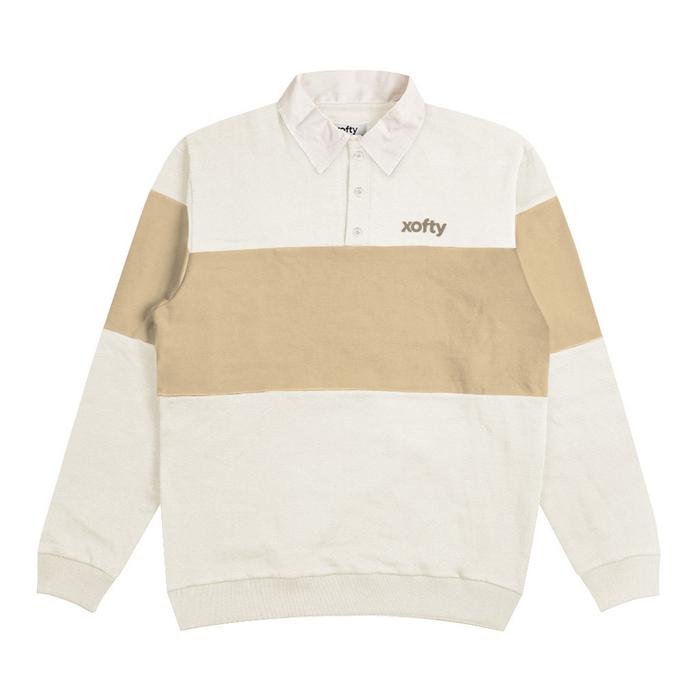 Xofty Sweater Rugby Regular Fit Pria Dan Wanita Salvia Cream (Best Quality)