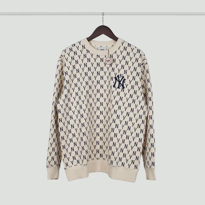 Crewneck Sweater Mlb Monogram Cream Ny Logo (Best Quality)