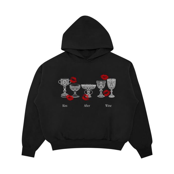 Satisfaction Hoodie Boxy 330Gsm Kiss After Wine Black (Best Quality)