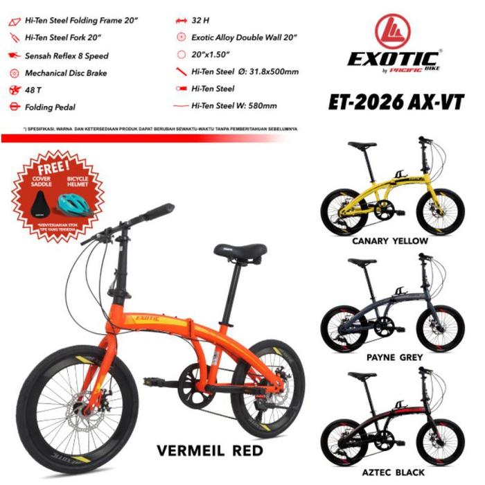 Sepeda Folding Seli Lipat EXOTIC 20 2026 AR DISC Velg tinggi FREE HELM DAN COVER SADEL