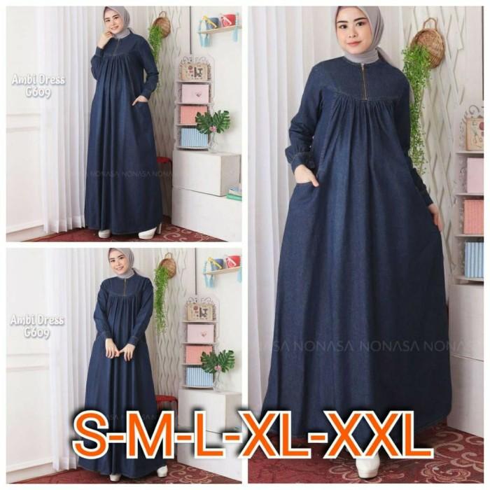 NEW- GAMIS JEANS ELENA SIZE S M L XL XXL / DRESS / BAJU MUSLIM / PAKAIAN WA SIAP KIRIM