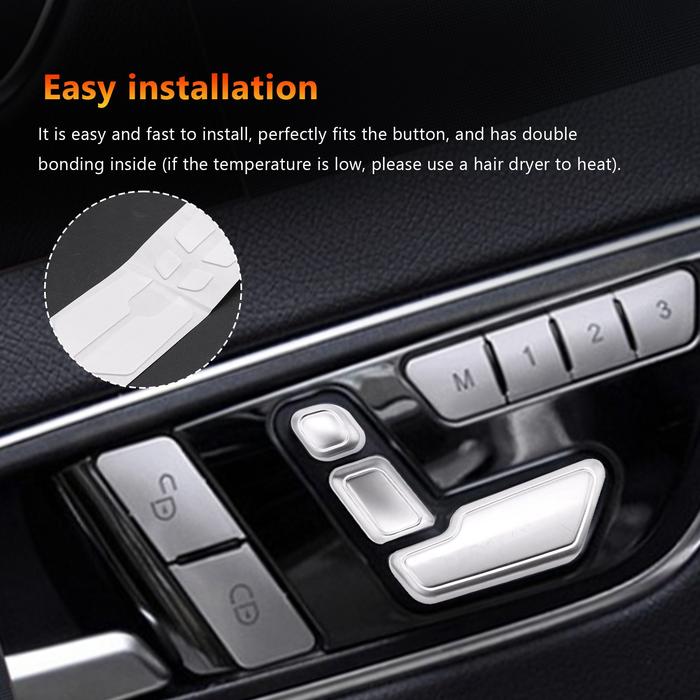 Car Zinc Alloy Door Seat Adjust Button Switch Cover Sticker Trim for Benz C E GLK GL ML Class W204 W