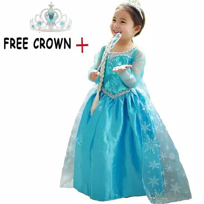 baju Frozen free tongkat dan mahkota Frozen