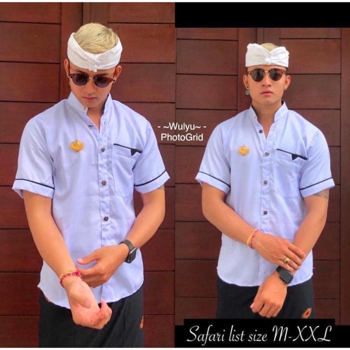 New Trend! Kemeja Safari Yoko List Hitam | Baju Pria Bali | Baju Adat Bali