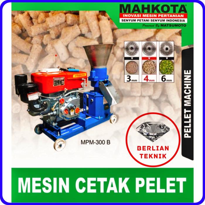Gilingan Pembuat Pelet Pakan Ternak 1 TON/Jam Mahkota MPM 300 B + Rangka