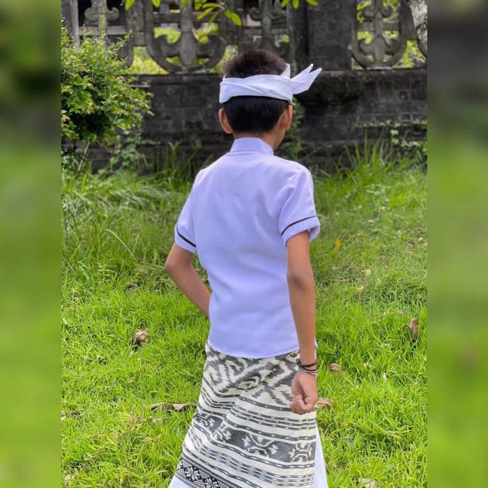 New Trend! Safari List Hitam Anak | Semi Safari Anak | Baju Adat Bali Anak Laki-Laki Low Price