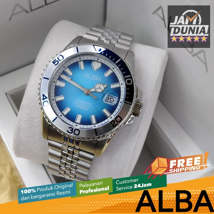 Jam Tangan Alba AU4059X1 Automatic Pria Biru Stainless Steel 42.5mm