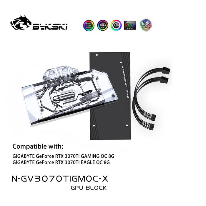 Bykski GPU Water Block for GIGABYTE RTX 3070TI GAMING/EAGLE OC 8G Graphics Card Cooled/with Backplan