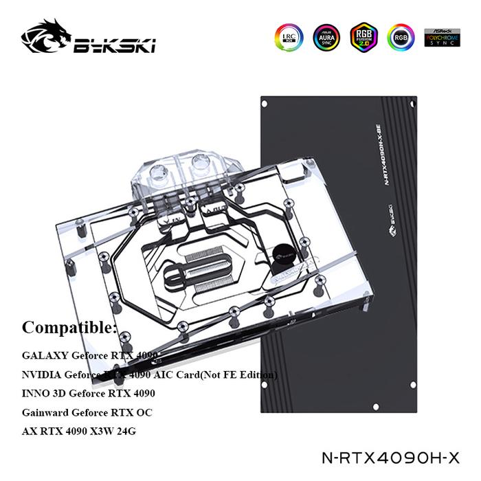 Bykski Water Cooler For NVIDIA (Non FE Edition) ,INNO 3D,GALAXY,Gainward Geforce RTX 4090 AIC VGA Ca