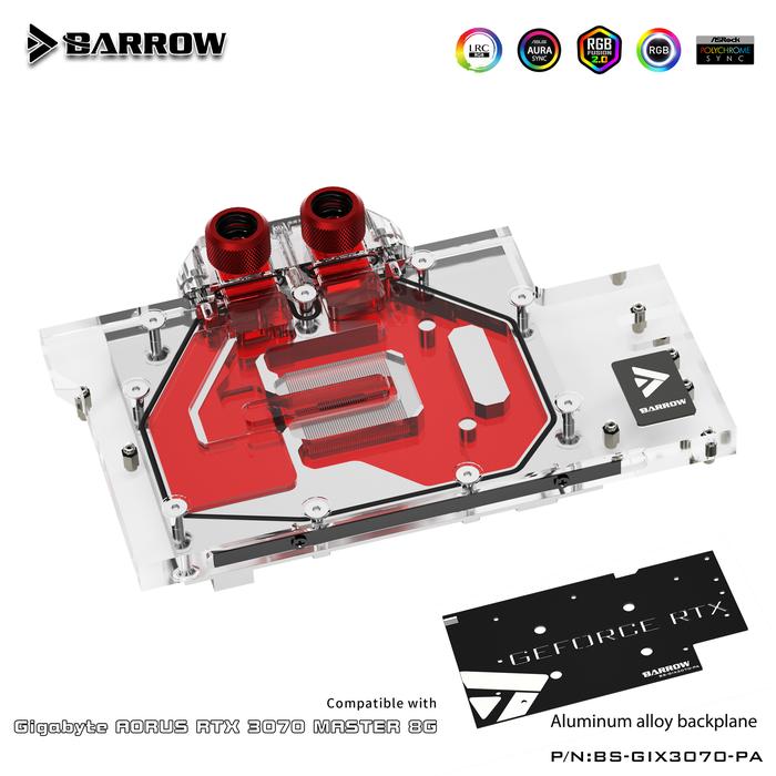 Barrow water block full coverage use for GIGABYTE RTX AORUS 3070 MASTER 8G GPU card Copper Radiator 