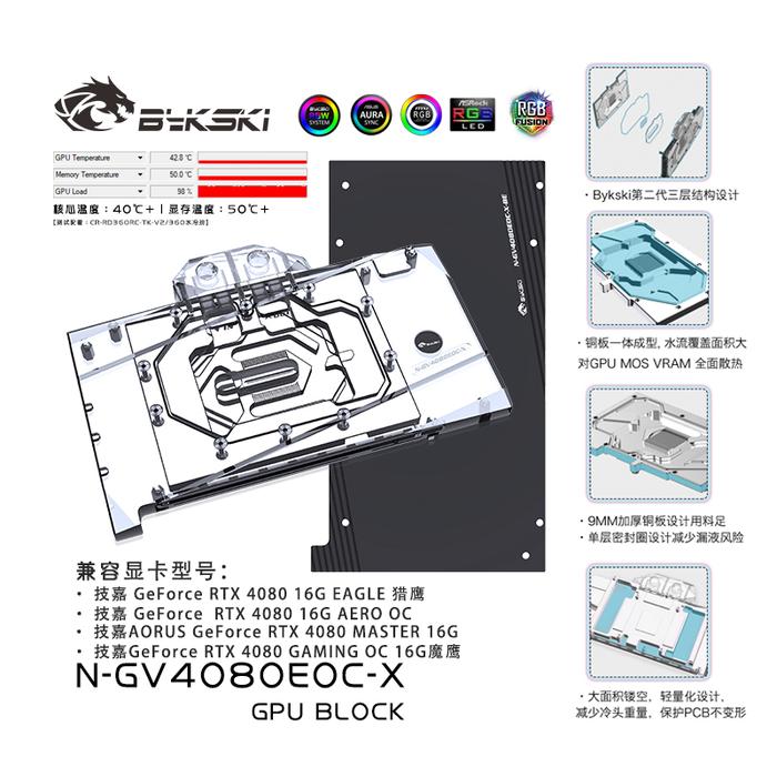 Bykski Water Block for GIGABYTE GeForce RTX 4080 16G EAGLE GPU Card /Copper Cooling Radiator RGB SYN