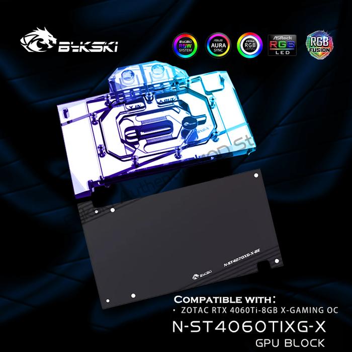 Bykski N-ST4060TIXG-X GPU Block For ZOTAC RTX 4060Ti-8GB X-GAMING OC Video Card, Full Cover ARGB Lig