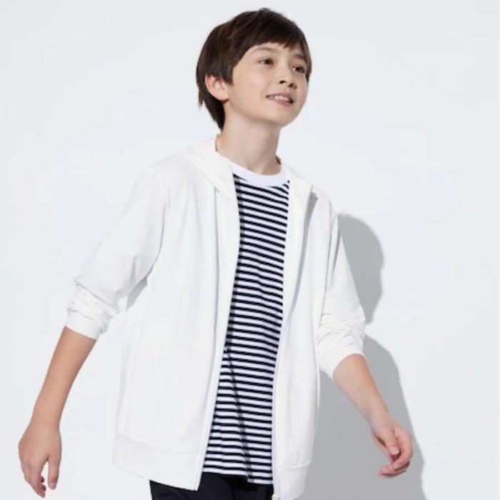 UNIQLO Kids AIRism Jaket Anak Laki Perempuan Hoodie UV CUT Mesh White