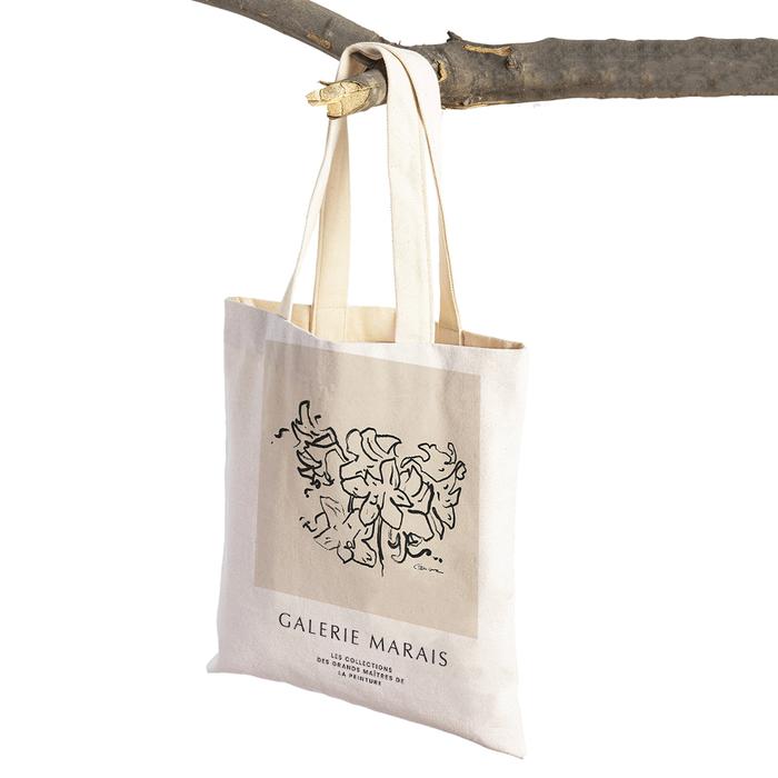 Line Face Coral Leaf Sun Supermarket Shopper Bags Nordic Girl Lady Tote Handbag Canvas Abstract Mati