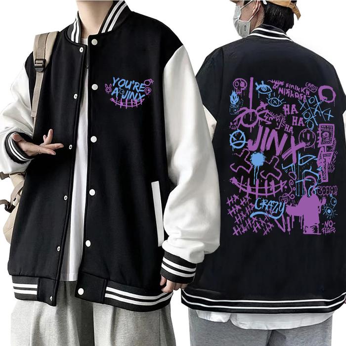 Best Seller Arcane-Jinx Hoodie Baseball Uniform Jacket Women Men Button Sports Coat for Video Game L