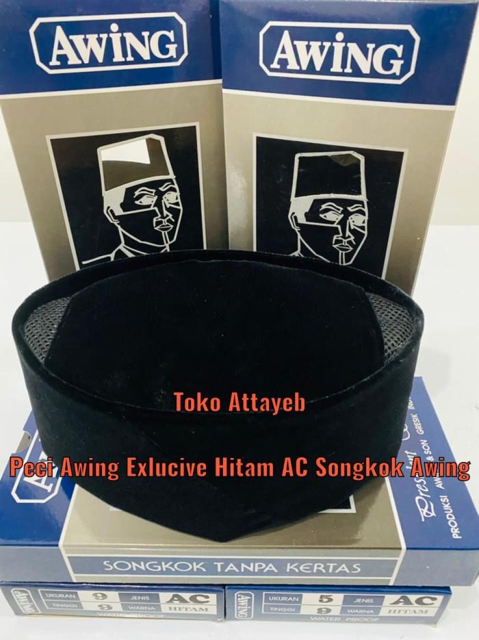 New collection Peci Awing Exlucive Hitam AC Songkok Awing AC Kopiah Sholat - 4 Tinggi 11