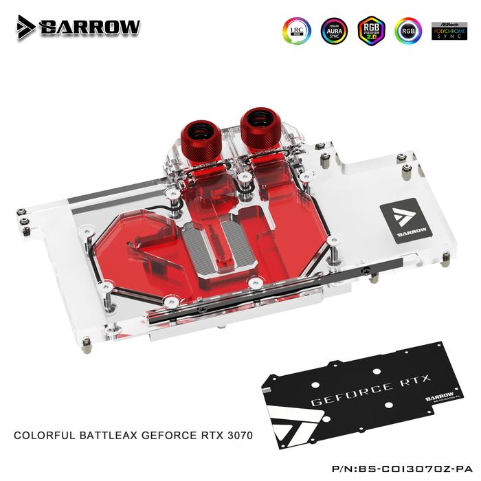 Barrow GPU Water Block For COLORFUL Battle-AX RTX 3070 , Full Cover ARGB GPU Cooler PC Water Cooling