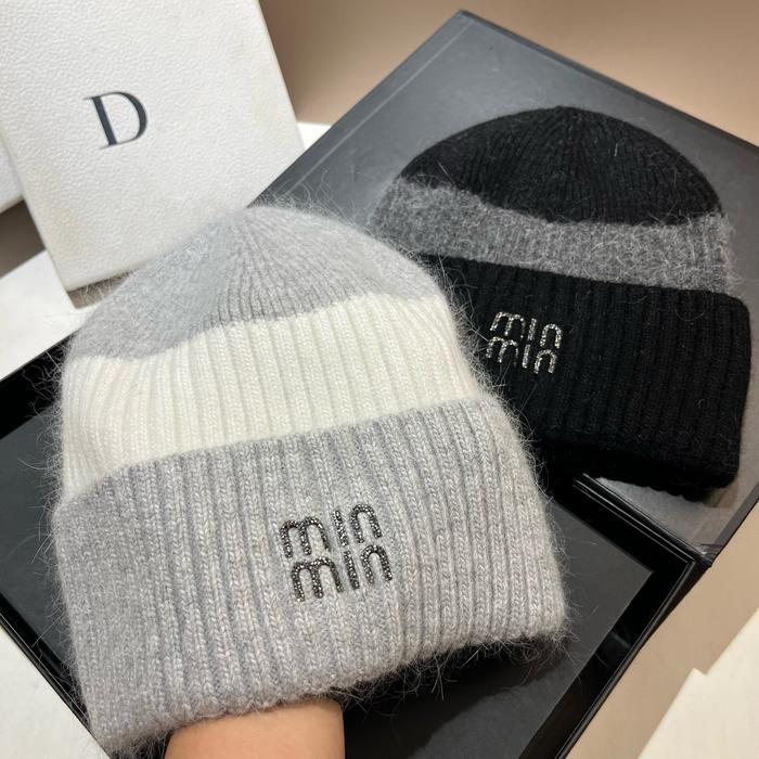 Best Seller Winter Nordic New Angora Rabbit Wool Knitted Hat Fashionable Youth Color blocked Warm So