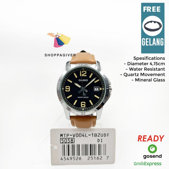 JAM TANGAN PRIA CASIO ORIGINAL ANALOG MTP-V004L-1B2 BERGARANSI+GELANG