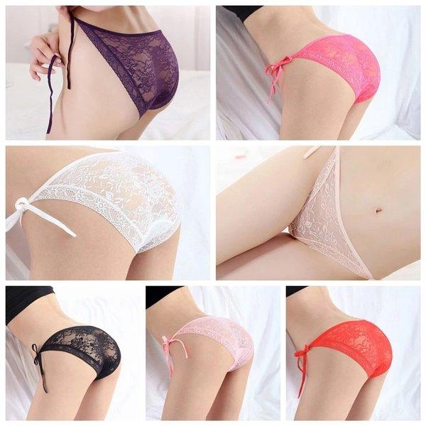 Celana Dalam Brief Wanita Tali Low Waist G String Samping Transparan CD Sexy Cewek Lingerie Renda Pa