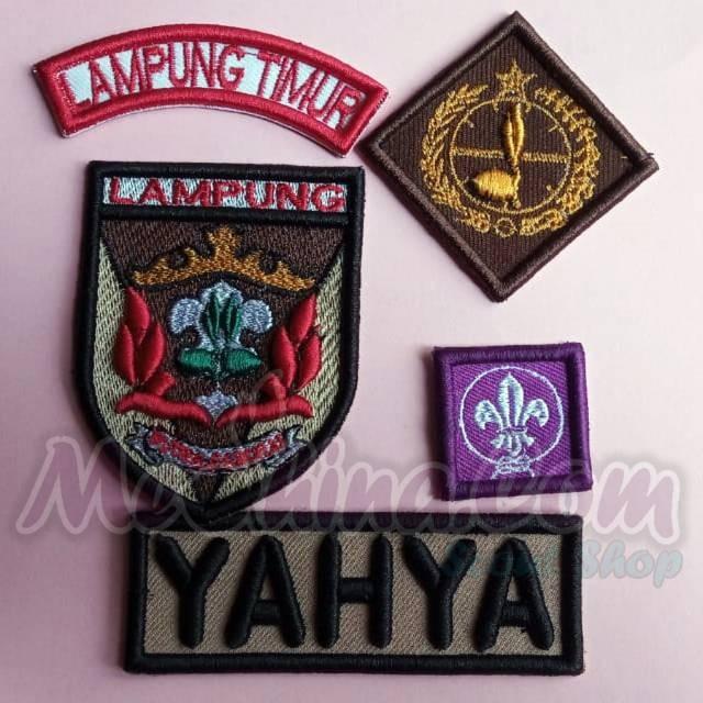 Badge Seragam Pramuka Set Lengkap Bordir Timbul 3D Kwarda Lampung