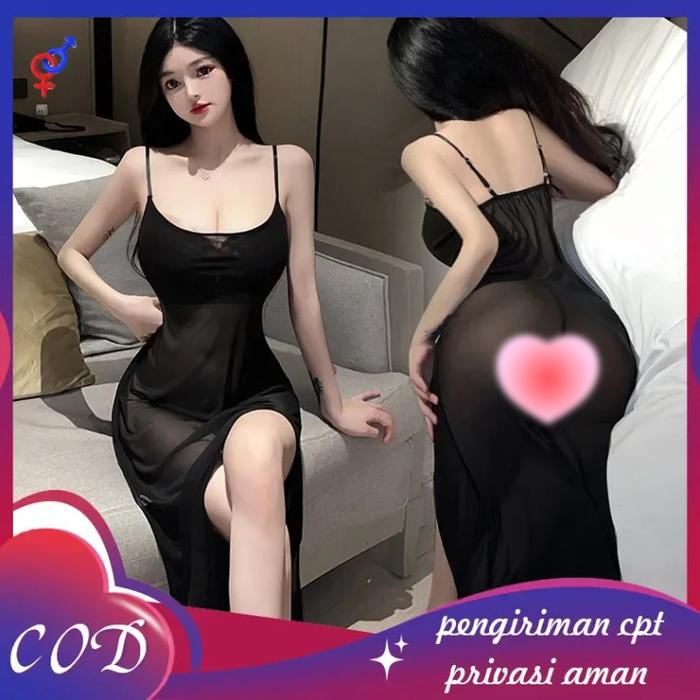 Sexy Lingerie hot Dress transparan dengan belahan samping Baju tidur Wanita/Pakaian dalam seksi cosp