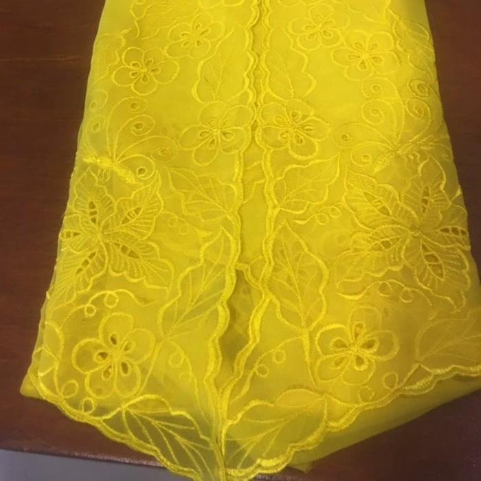 Spesial Produk Pilihan Kain Kebaya Bordir Krawang Hand Made Sb20106 Warna Kuning Pasti Suka