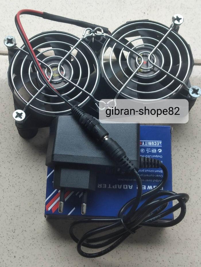 kipas pendingin stb dengan double ram pengaman + adaptor 12 volt Putaran kencang