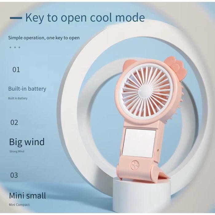 Kipas angin Mini + kaca rias Makeu 2in1 Lipat Usb Portable Charger Mini Fan Kipas Usb - Kipas an