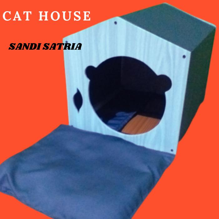 KANDANG KUCING LUCU MAHA MURAH UKURAN CUKUP BESAR BAHAN KAYU MULTIFLEK BONUS BANTAL UKURAN XL JUMBO 