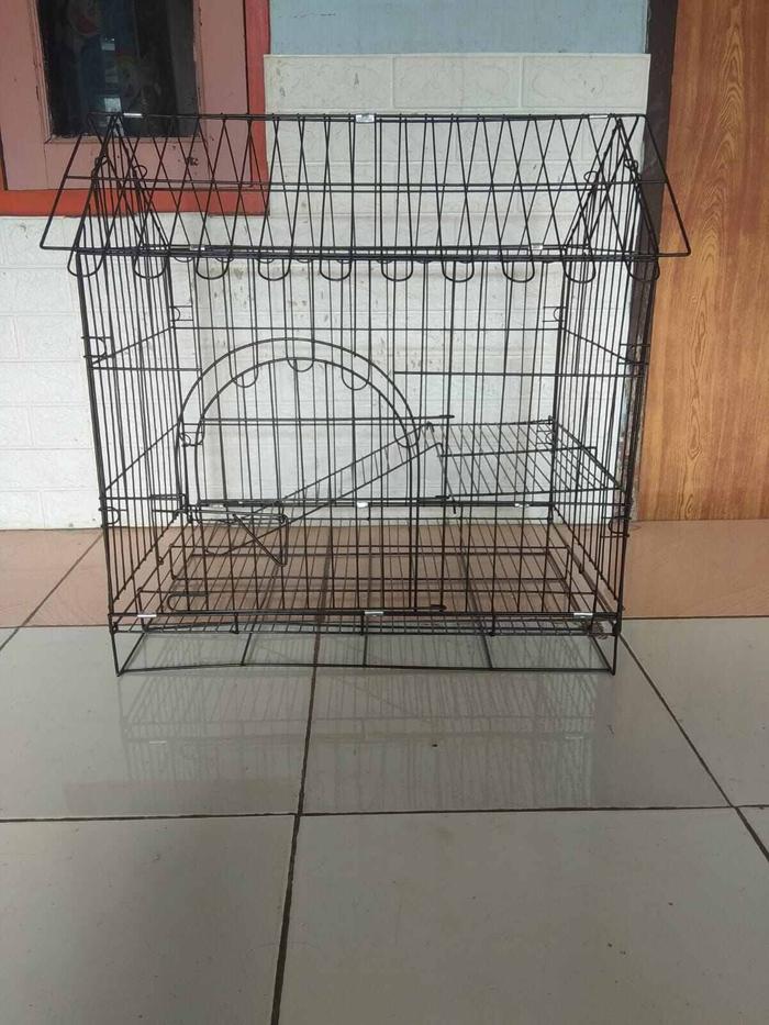 kandang kucing atap rumah tingkat satu 60x42x60  murah