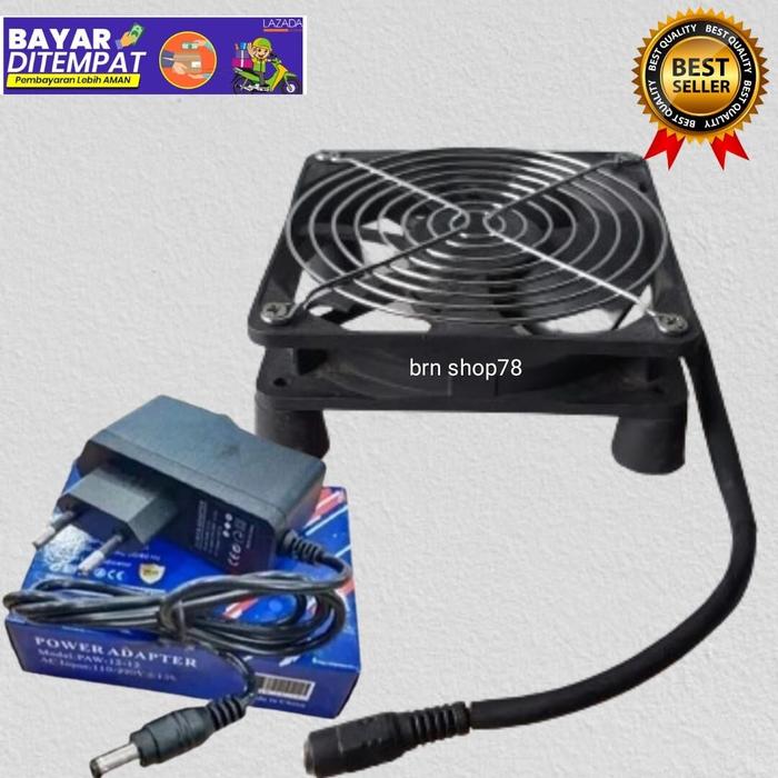Kipas Pendingin STB Set Top Box 8cm  plus adaptor 12v angin High Speed