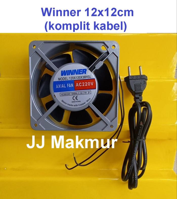 Cooling Fan Winner 12x12cm Metal 220V AC - Kipas Angin Cool Fan Listrik Uk Kotak Hitam Besi 12x12 at