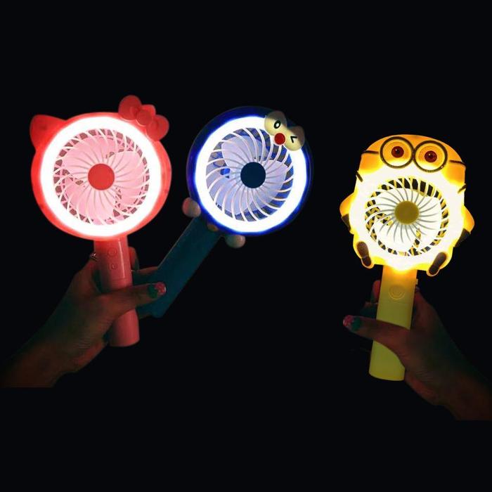 Kipas Angin Karakter LED Mini Portable