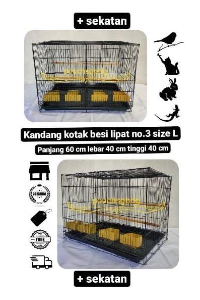 KANDANG BESI SEKAT TEBAL KOTAK LIPAT HEWAN PELIHARAAN BURUNG SUGAR GLIDER KUCING KELINCI MUSANG ANJI