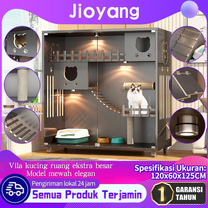jioyang Cat Rumah Villa Kandang Kucing Elegant Kandang Hewan Peliharaan Kucing Kayu Berkualitas Cat 