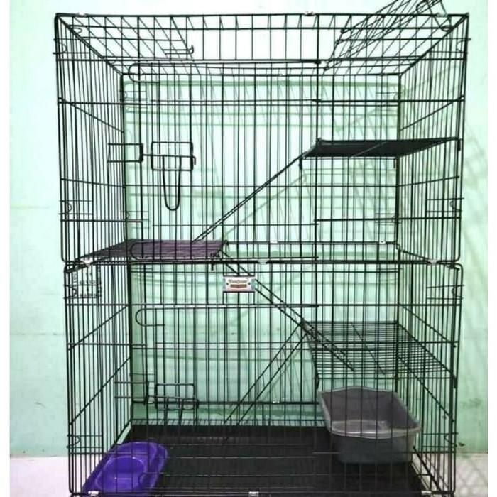 KANDANG KUCING LIPAT TINGKAT 3 UKURAN 75 ×45