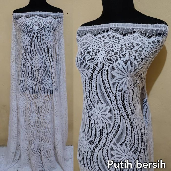 Spesial Produk Pilihan Kain Brokat Semi Prancis Warna Putih Bersih, Kain Kebaya Semi Francis Pasti S
