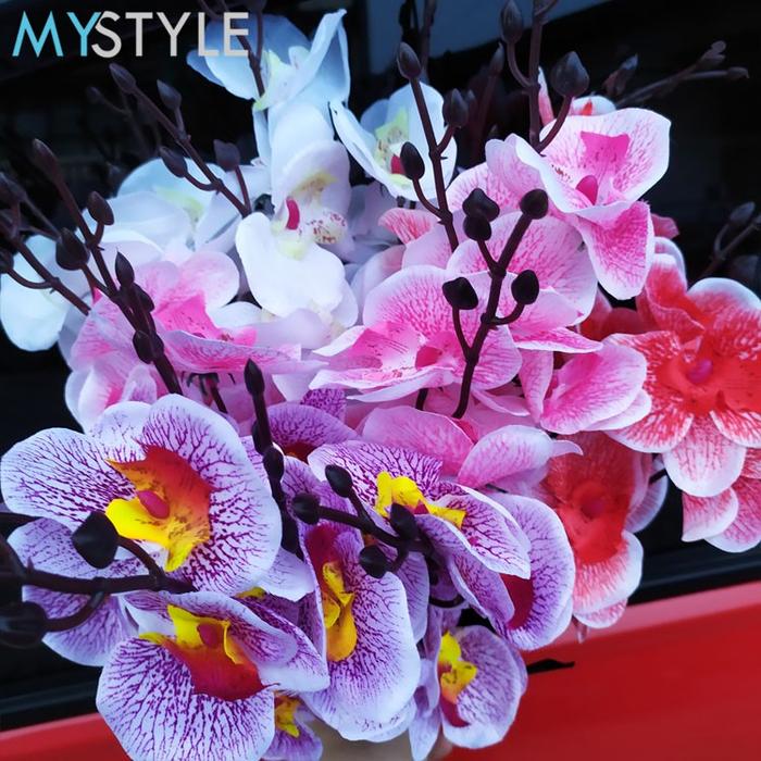 GROSIR 12 PCS !! HAPPY TIME ANGGREK 20 ORCHID TANAMAN HIAS BUNGA PLASTIK BUNGA ARTIFICIAL BUNGA DEKO