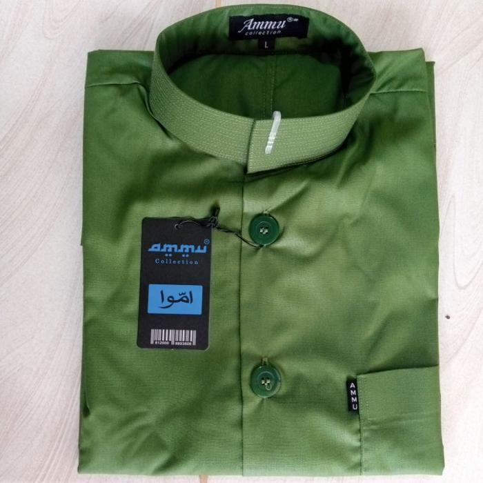 Terbaru Laris!, Baju Koko Ammu Warna Hijau Daun/Olive