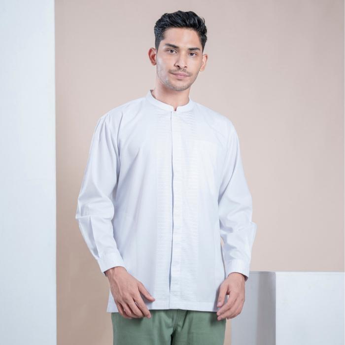 Jual, Muslimadani Baju Koko Dewasa Saleem Kemko Lengan Panjang Baju Koko Putih