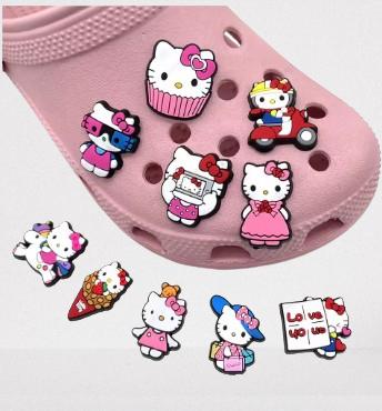 sandal karakterMINISO-dijes para zapatos Sanrio de 10 piezas, sandalias Kawaii de Hello Kitty, Kurom