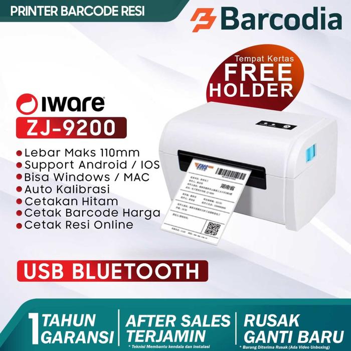 Bare Printer Alamat Label USB + BLUETOOTH ZJ-9200 FREE HOLDER 110mm