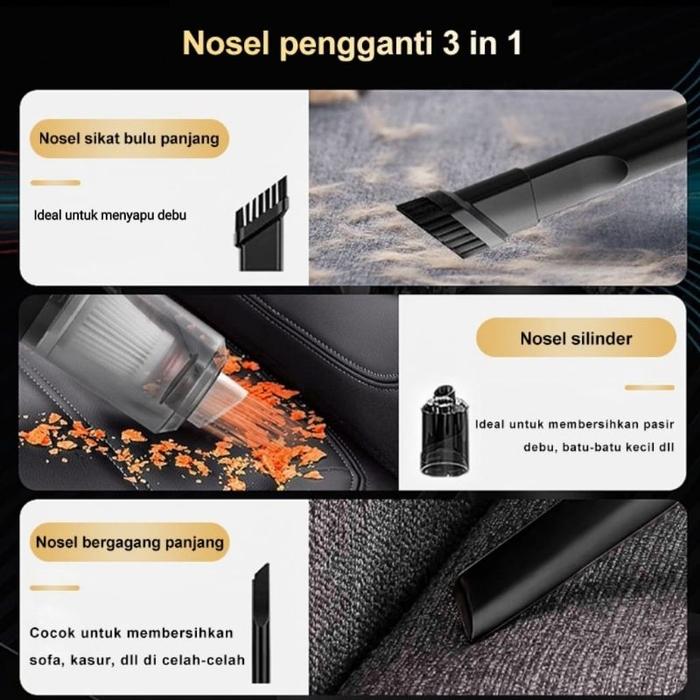 Penyedot Debu Portable Vacum Cleaner Kasur Sofa Wireless Vacuum 3 In 1 Recharger Tanpa Kabel - Vacum