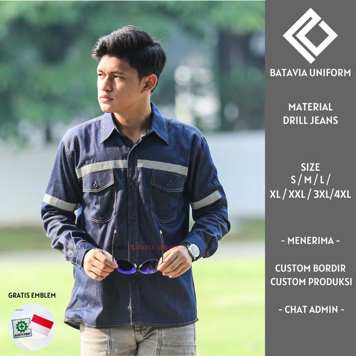 Kemeja Wearpack Jeans Safety K3 Lengan Panjang Warna Jeans Denim Terbaru