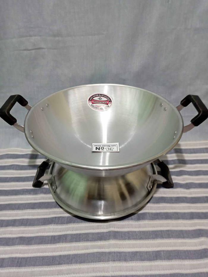 wajan katel sp no 16 alumunium halus kuali penggorengan stainless anti lengket wajan cekung dalam te